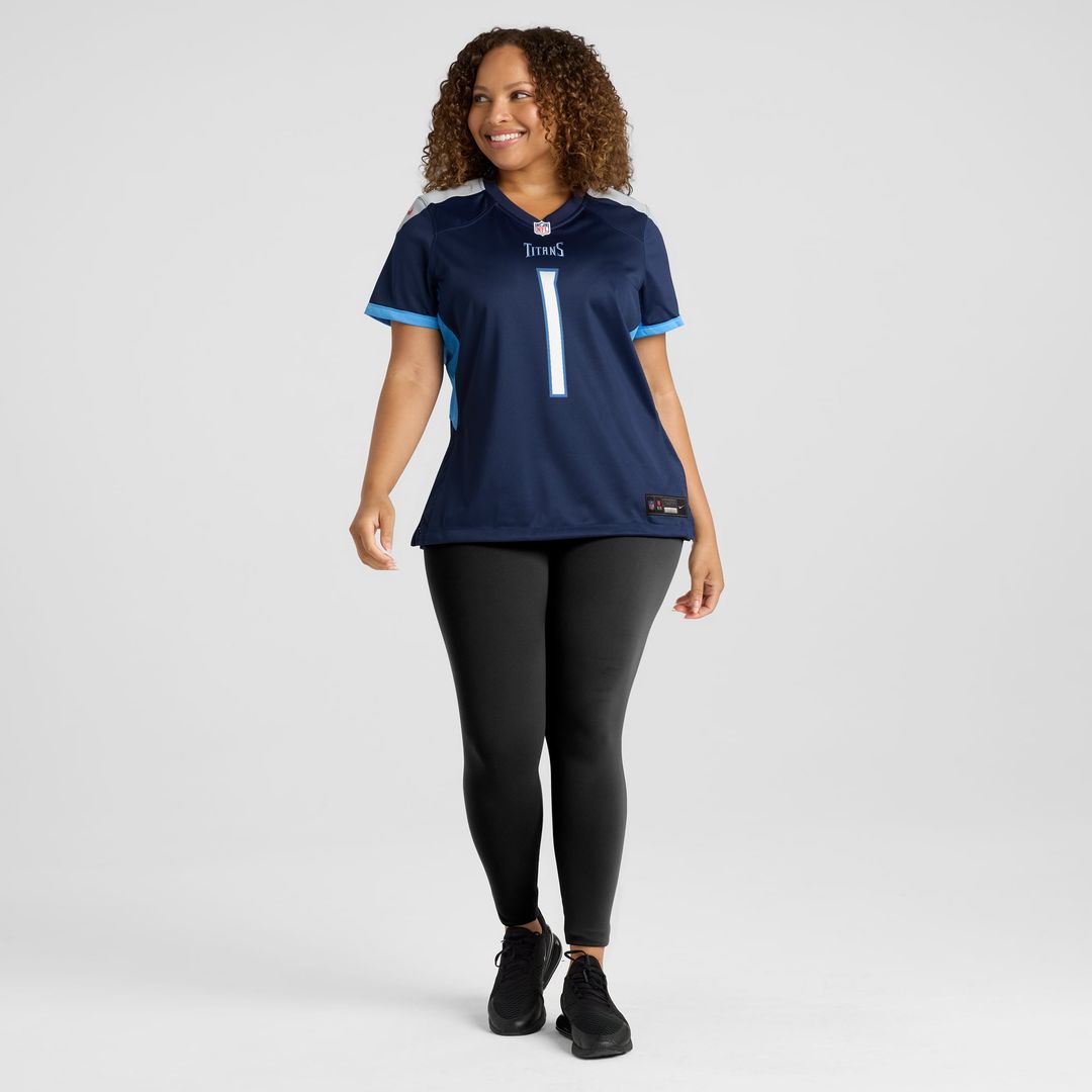 Women's Nike Tennessee Titans Number 1 Bride Navy Game NFL Jersey