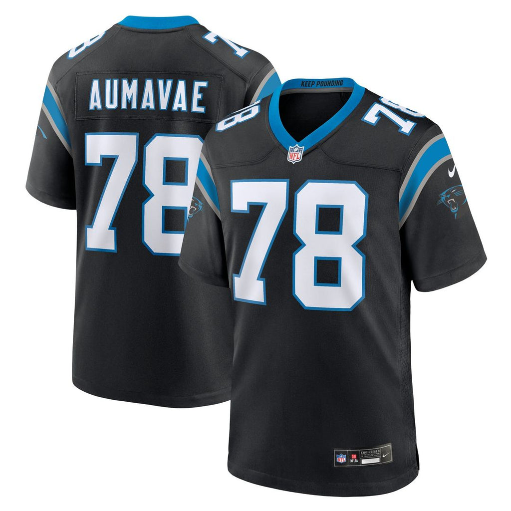 Men's Nike Carolina Panthers Popo Aumavae Black Team Game NFL Jersey