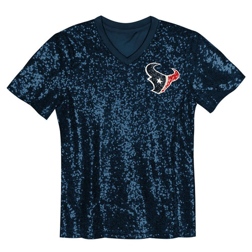 Girls' Youth Houston Texans C.J. Stroud Navy Sequin V-Neck Fashion NFL Jersey