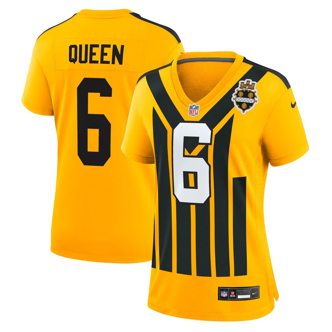 Women's Nike Pittsburgh Steelers Patrick Queen Gold Alternate 1933 Throwback Game NFL Jersey
