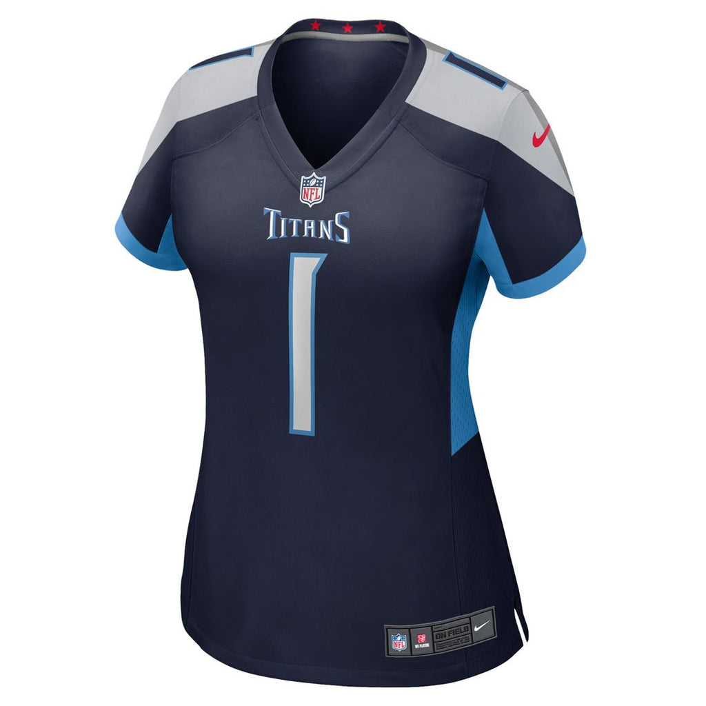 Women's Nike Tennessee Titans Number 1 Bride Navy Game NFL Jersey