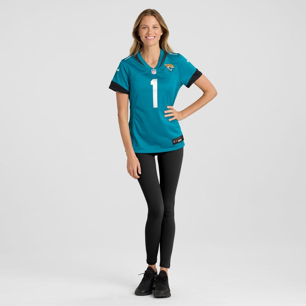 Women's Nike Jacksonville Jaguars Number 1 Bride Teal Game NFL Jersey