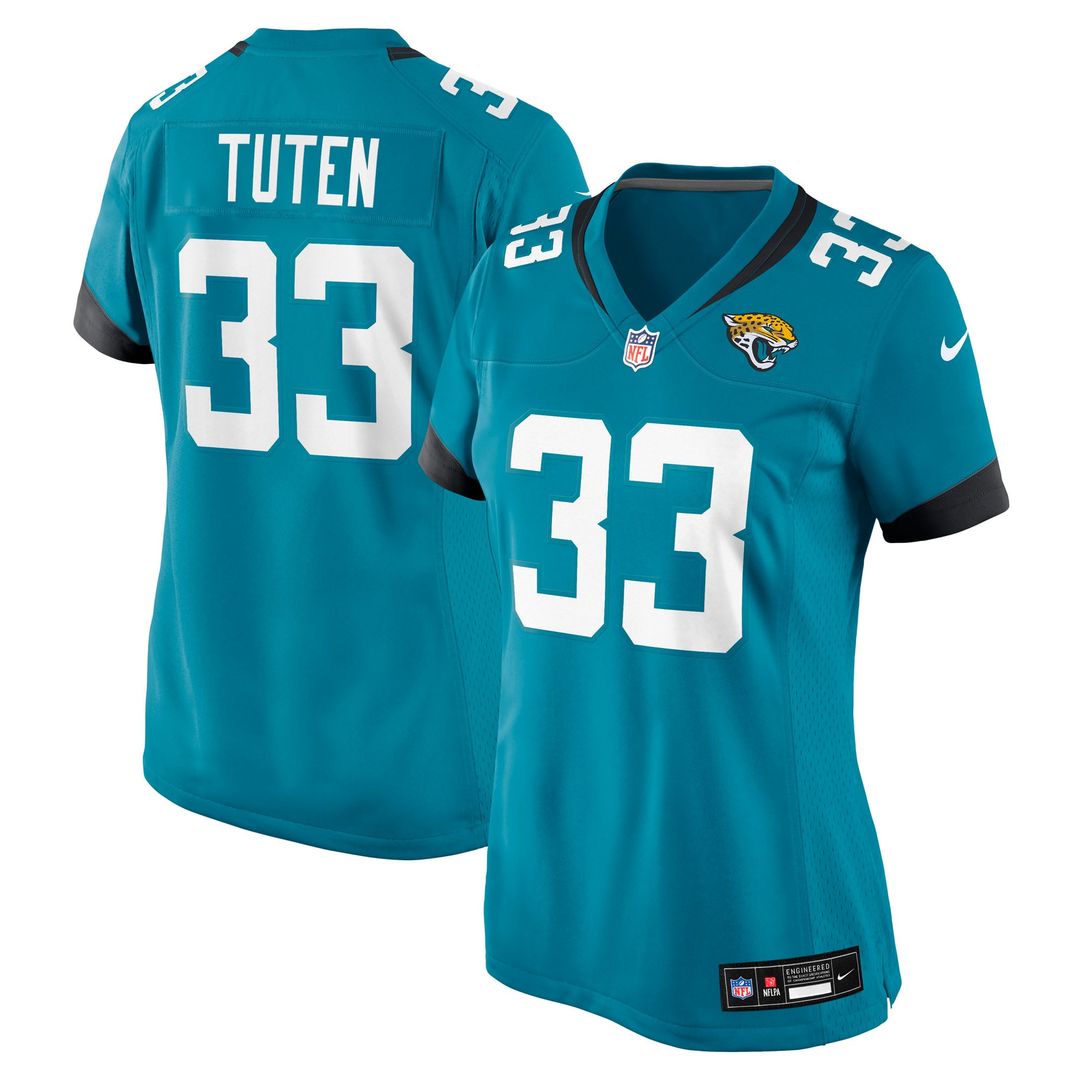 Women's Nike Jacksonville Jaguars Bhayshul Tuten Teal Team Game NFL Jersey