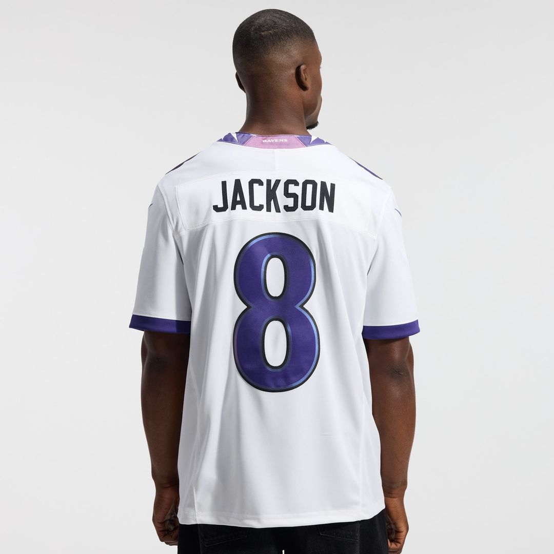 Men's Nike Baltimore Ravens Lamar Jackson White Vapor F.U.S.E. Stitched Limited NFL Jersey