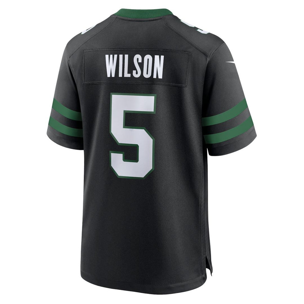 Men's Nike New York Jets Garrett Wilson Legacy Black Alternate Game NFL Jersey