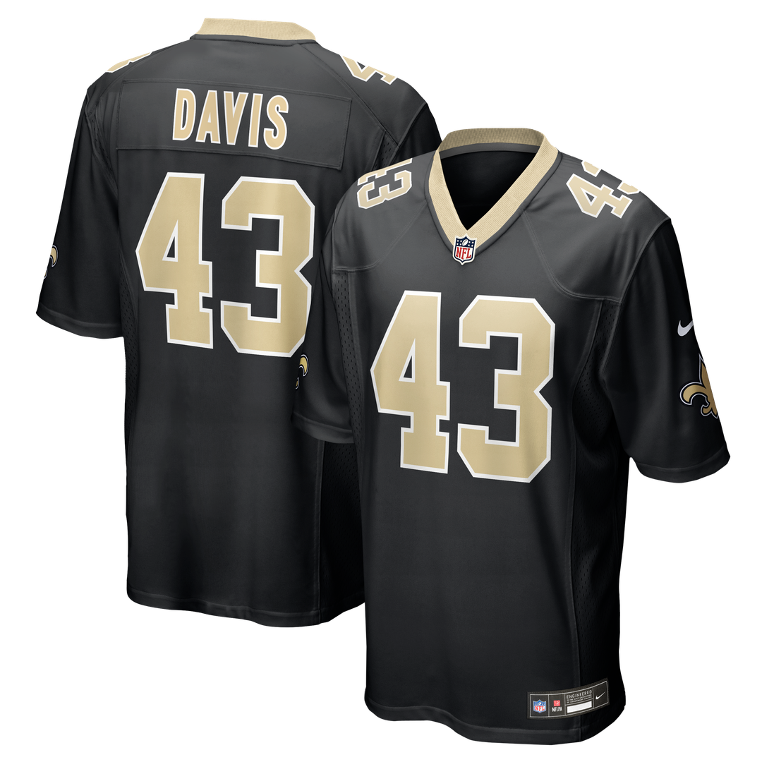 Men's Nike New Orleans Saints Michael Davis Black Team Game NFL Jersey