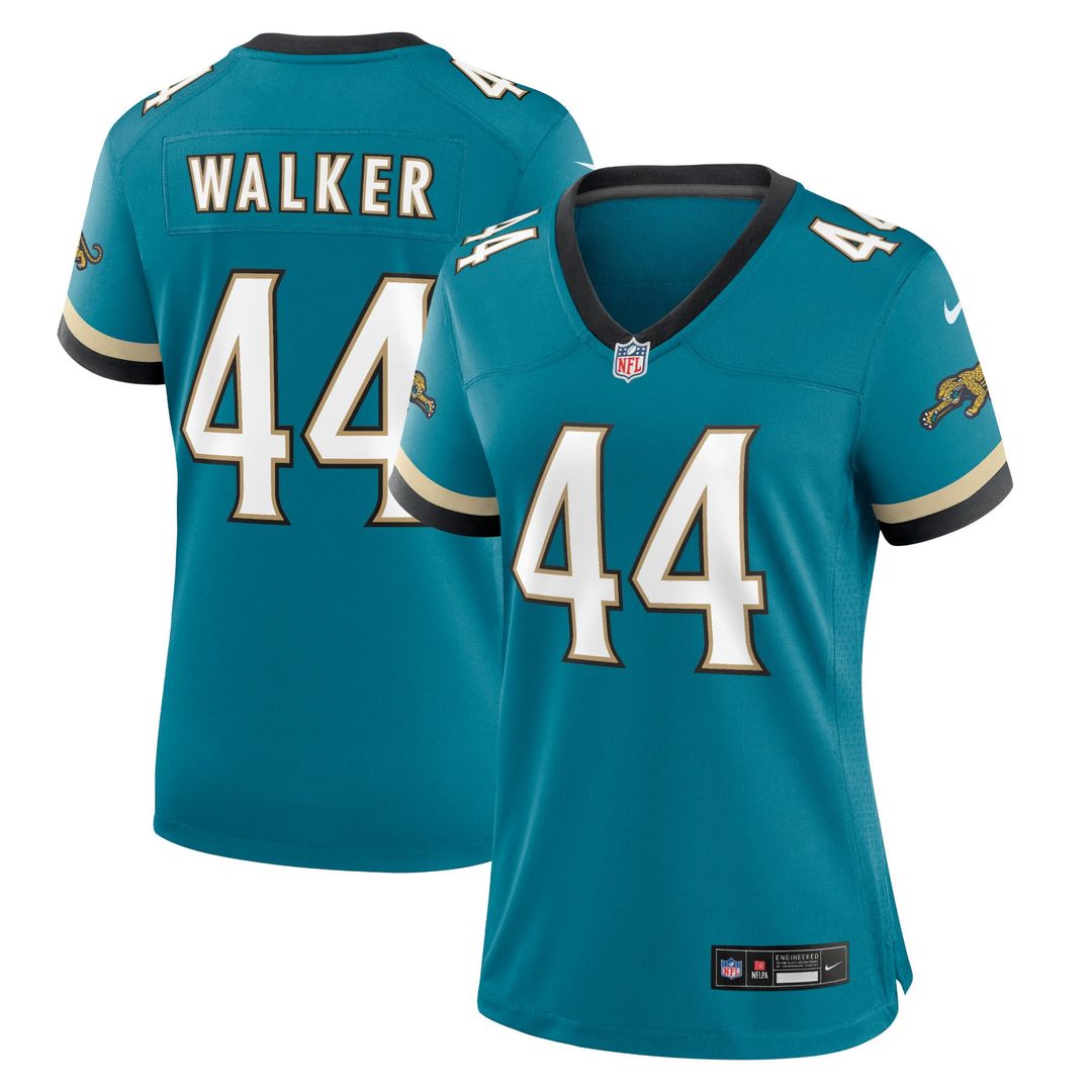 Women's Nike Jacksonville Jaguars Travon Walker Teal Prowler Throwback Game NFL Jersey
