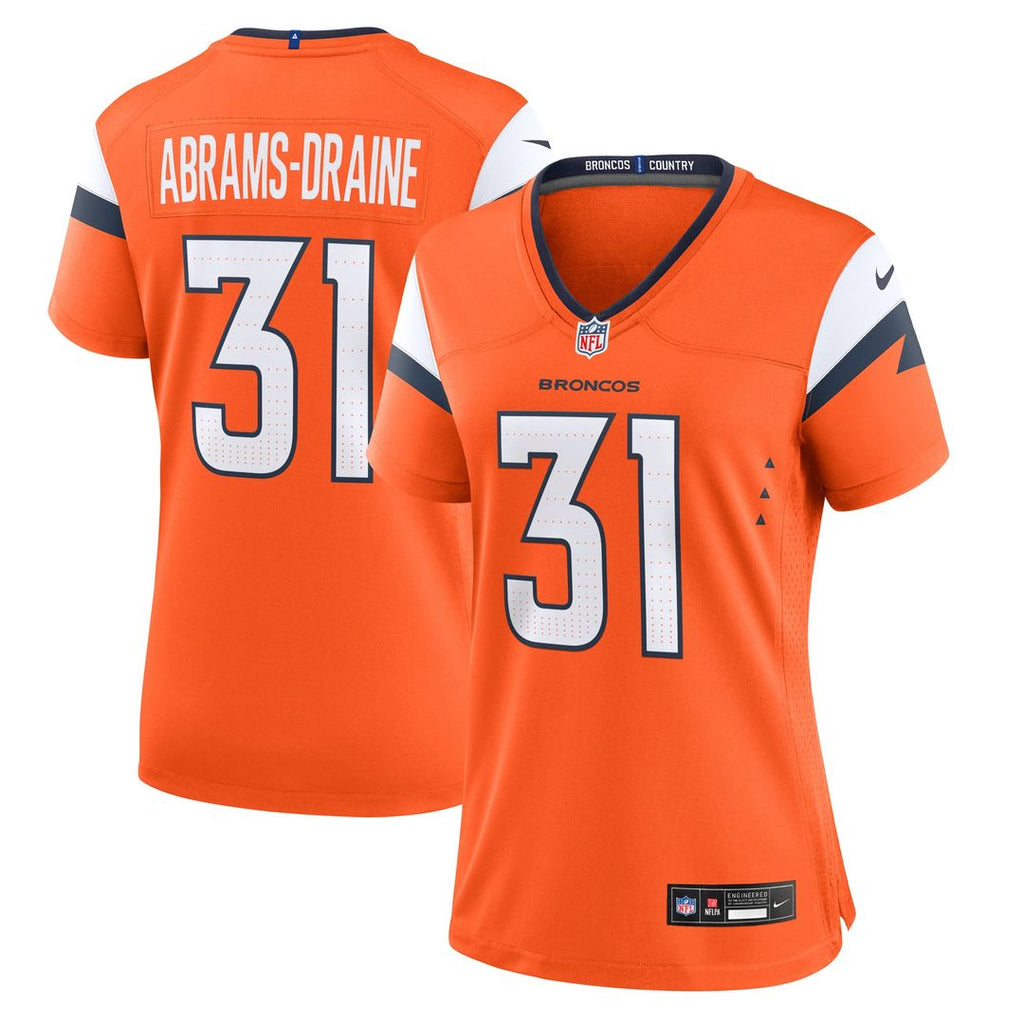 Women's Nike Denver Broncos Kris Abrams-Draine Orange Team Game NFL Jersey