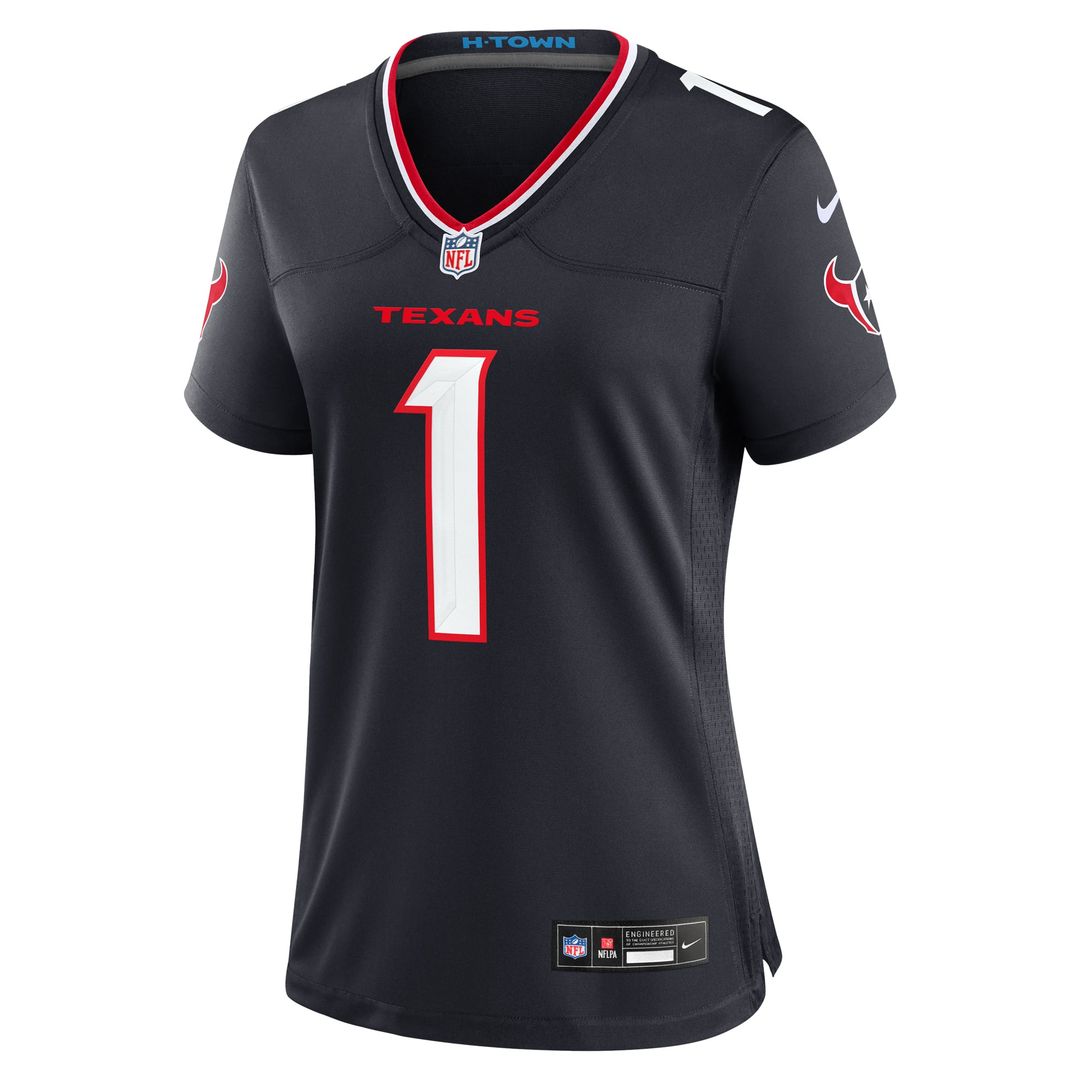 Women's Nike Houston Texans Navy #1 Mom Game NFL Jersey