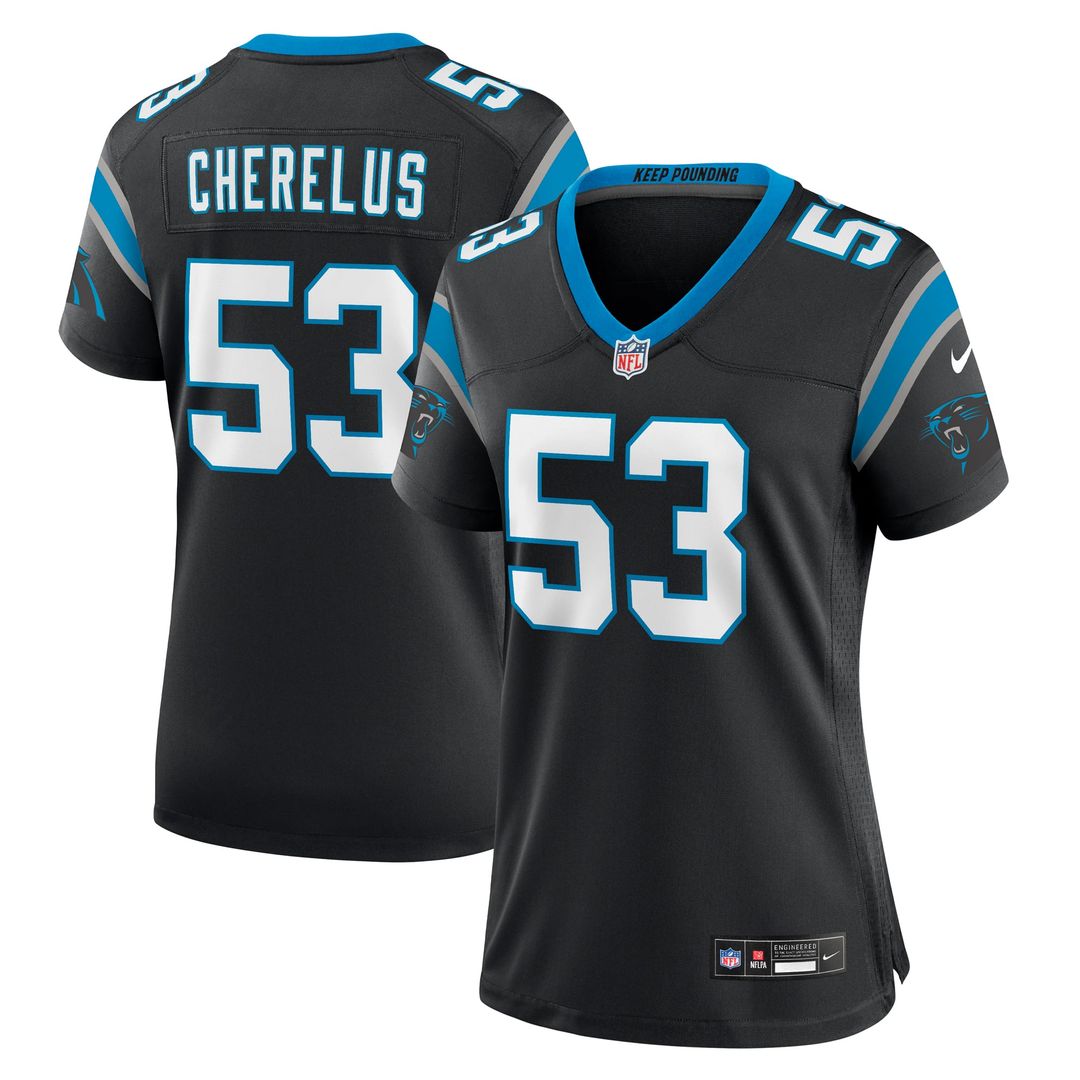 Women's Nike Carolina Panthers Claudin Cherelus Black Team Game NFL Jersey
