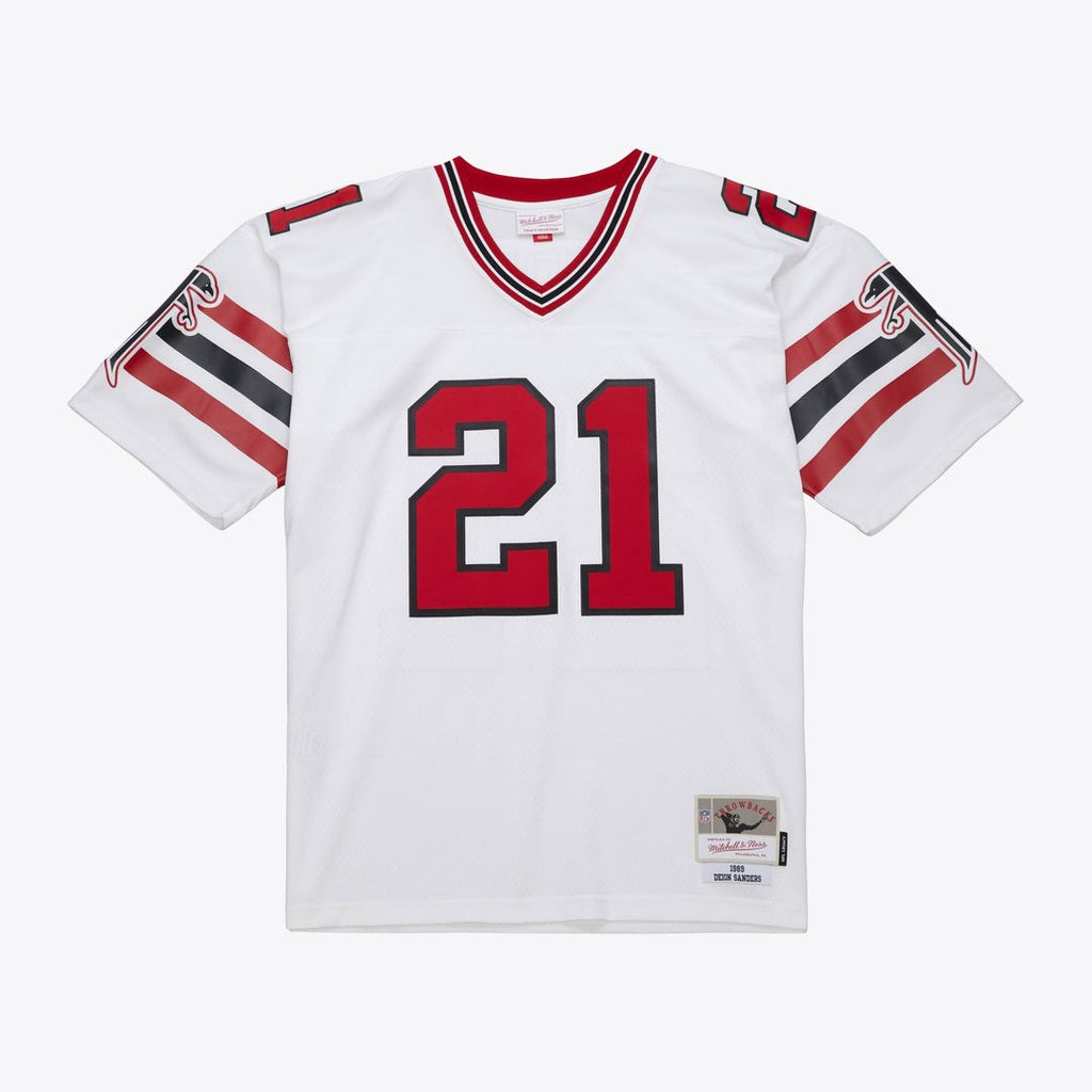 Men's Mitchell & Ness Atlanta Falcons Deion Sanders White 1989 Legacy Replica NFL Jersey