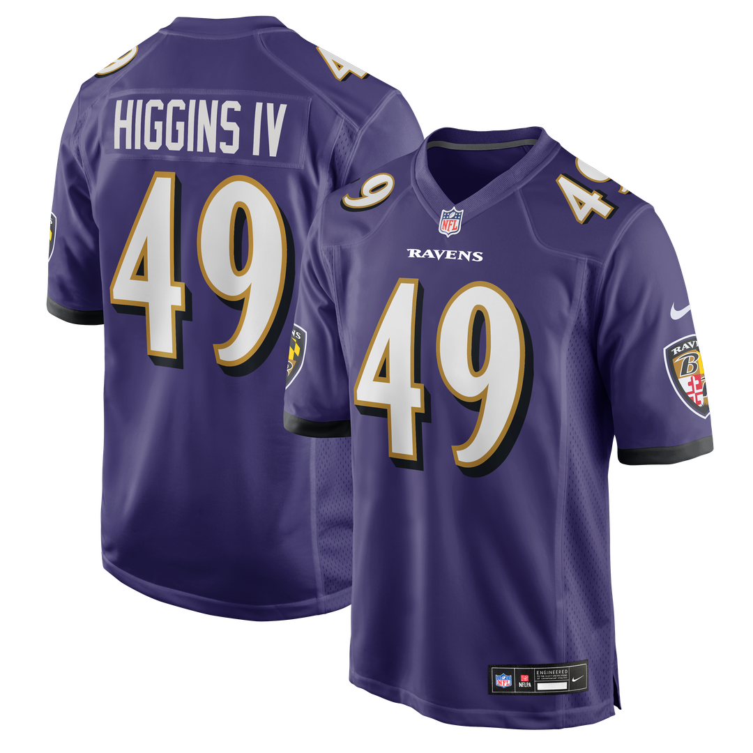 Men's Nike Baltimore Ravens Jay Higgins IV Purple Team Game NFL Jersey