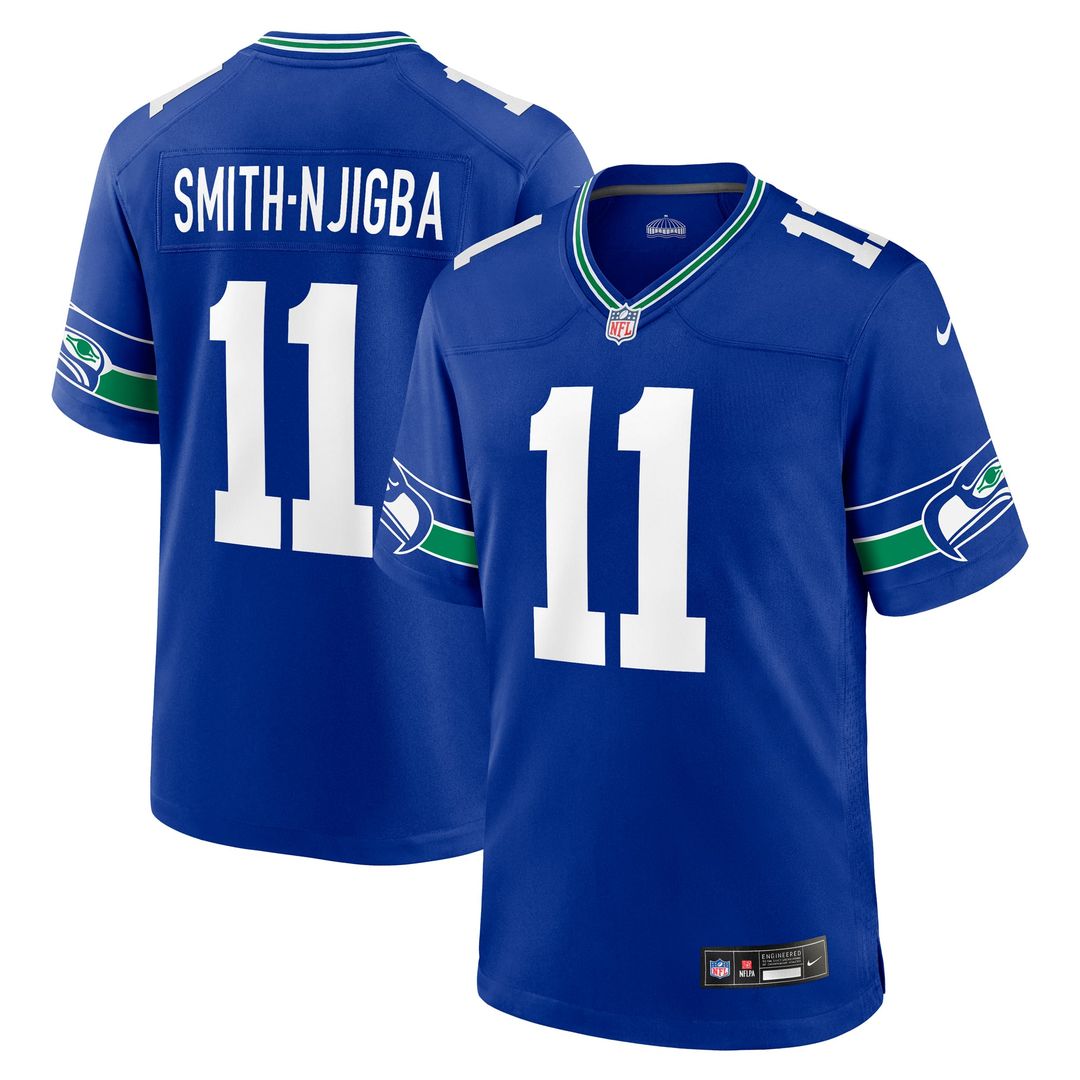 Men's Nike Seattle Seahawks Jaxon Smith-Njigba Royal Throwback Player Game NFL Jersey