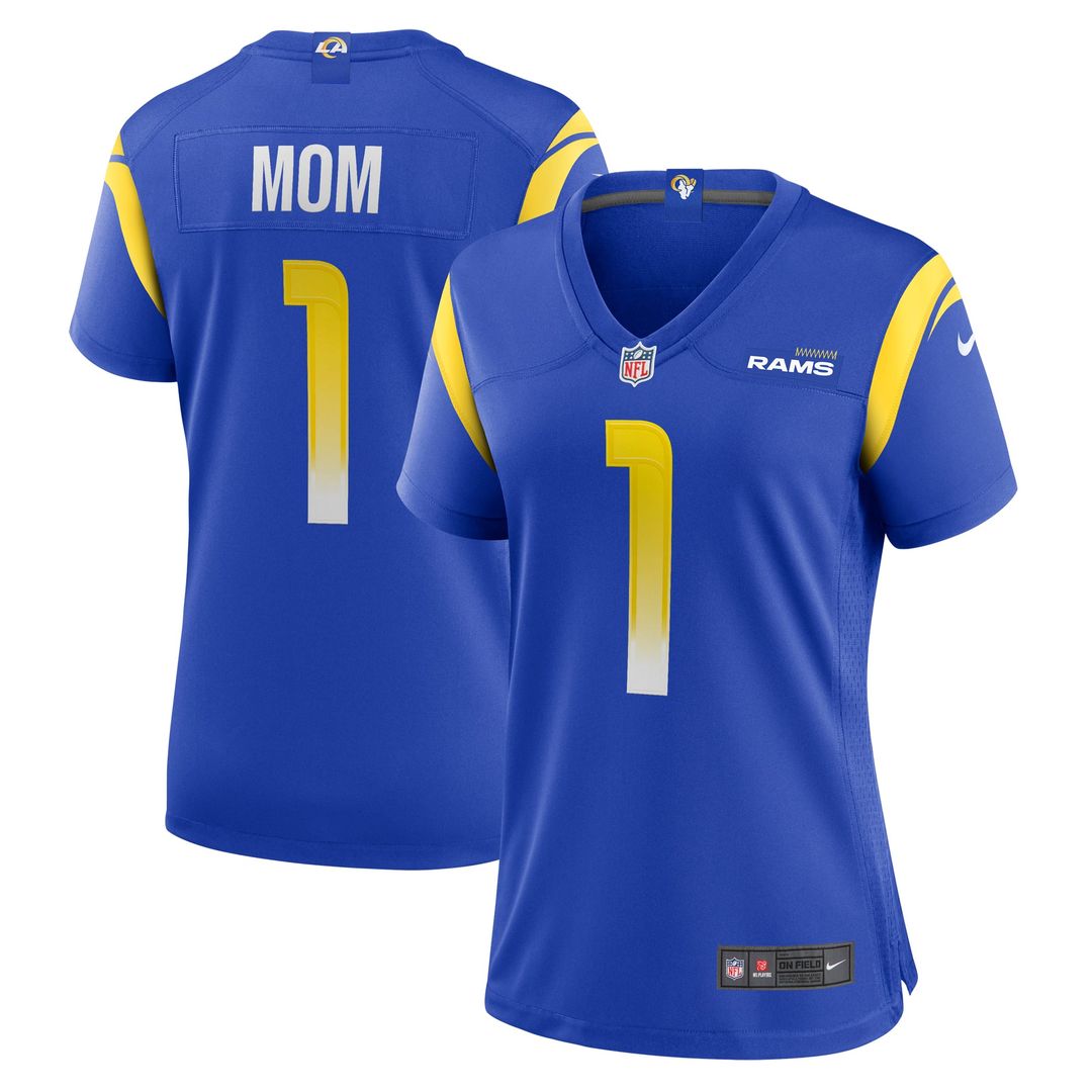 Women's Nike Los Angeles Rams Number 1 Mom Royal Game NFL Jersey