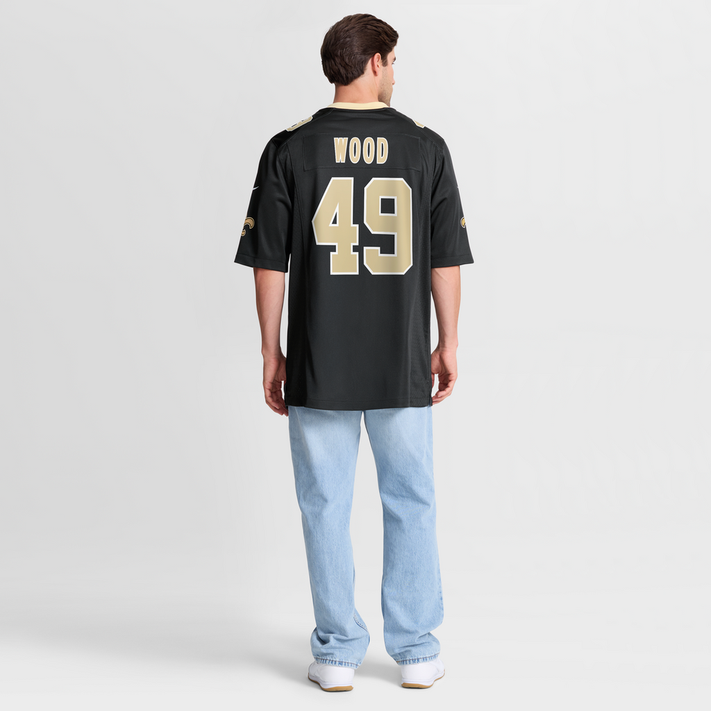 Men's Nike New Orleans Saints Zach Wood Black Game NFL Jersey