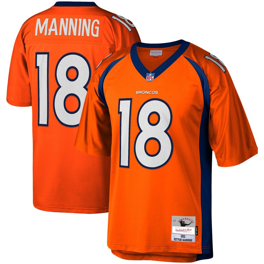 Men's Mitchell & Ness Denver Broncos Peyton Manning Orange Legacy Replica NFL Jersey