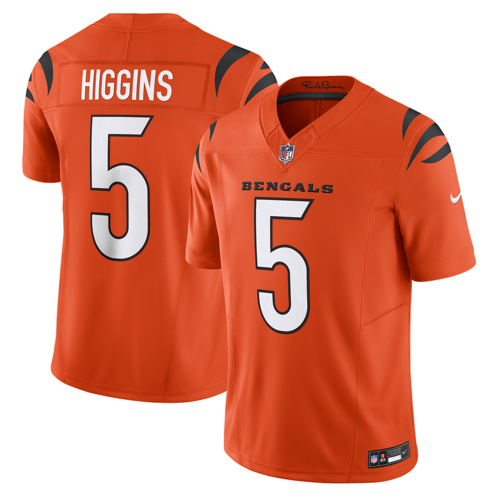 Men's Nike Cincinnati Bengals Tee Higgins Orange Vapor F.U.S.E. Limited NFL Jersey