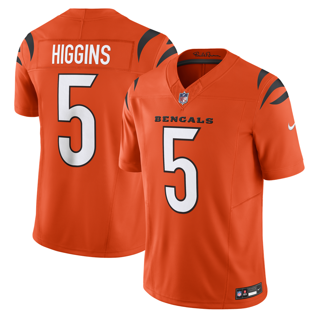 Men's Nike Cincinnati Bengals Tee Higgins Orange Vapor F.U.S.E. Limited NFL Jersey
