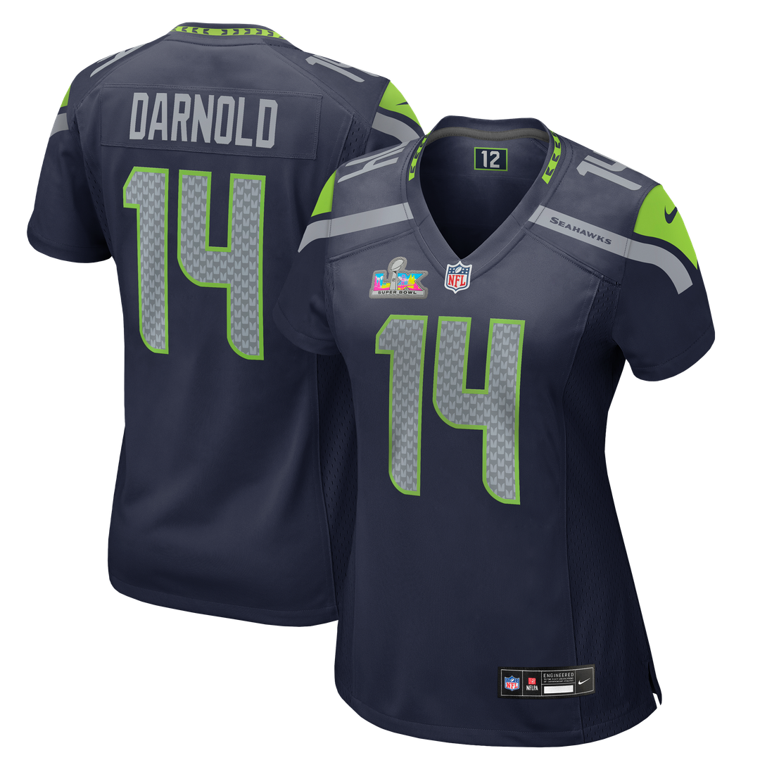 Women's Nike Seattle Seahawks Sam Darnold College Navy Super Bowl LX Patch Game NFL Jersey