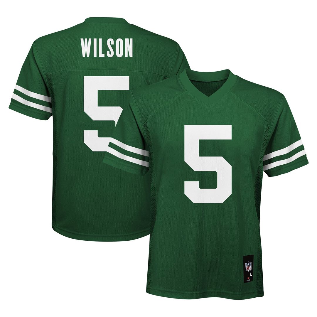 Youth New York Jets Garrett Wilson Legacy Green Replica Player NFL Jersey