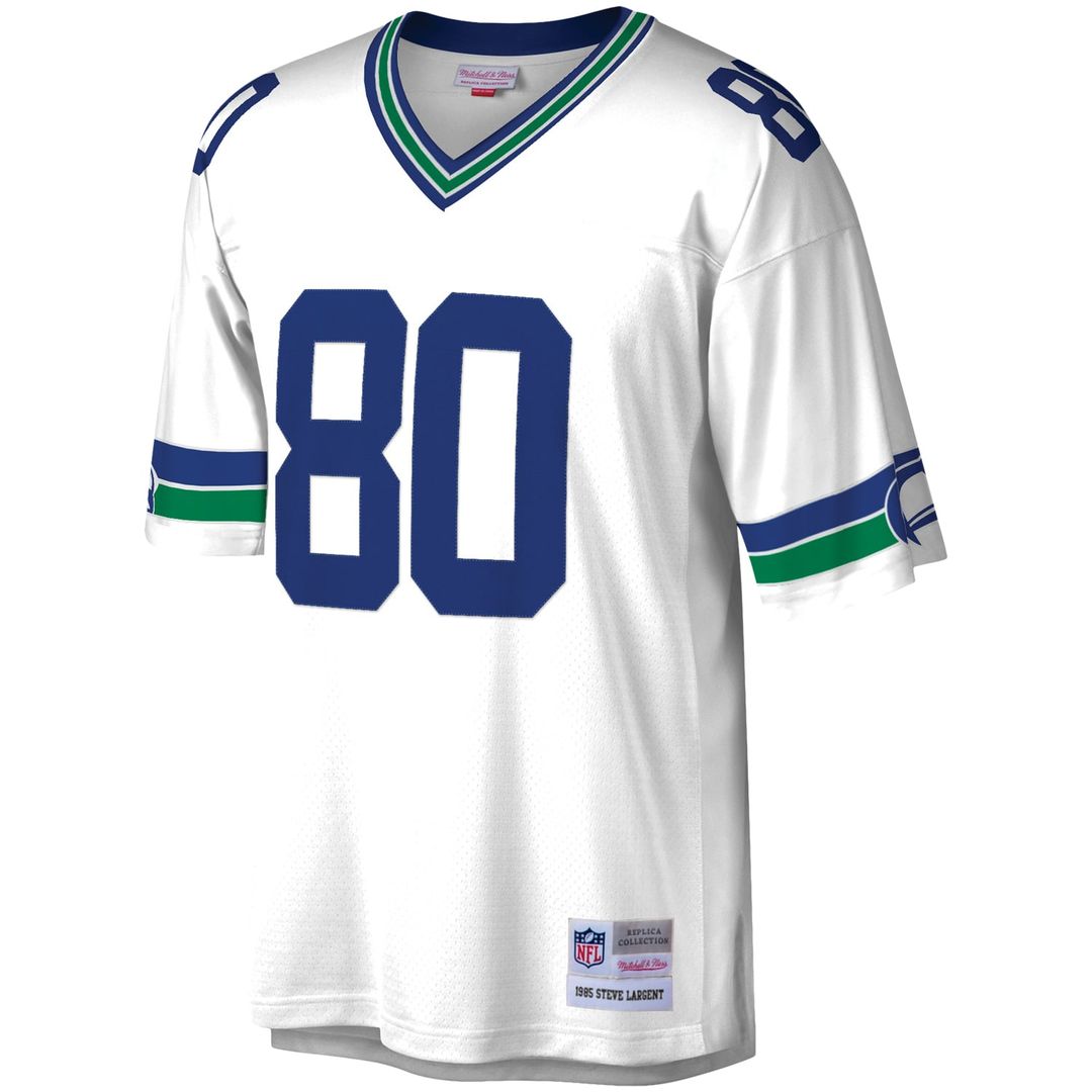 Men's Mitchell & Ness Seattle Seahawks Steve Largent White Legacy Replica NFL Jersey