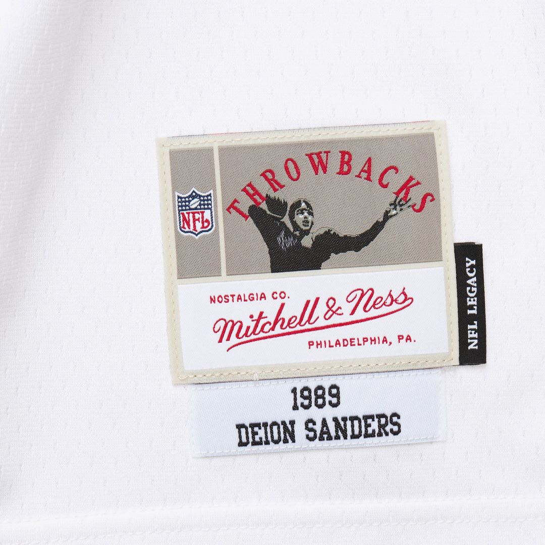 Men's Mitchell & Ness Atlanta Falcons Deion Sanders White 1989 Legacy Replica NFL Jersey