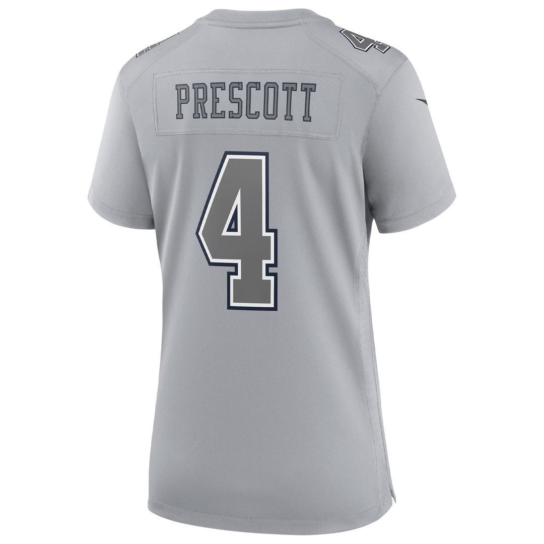Women's Nike Dallas Cowboys Dak Prescott Gray Atmosphere Fashion Game NFL Jersey