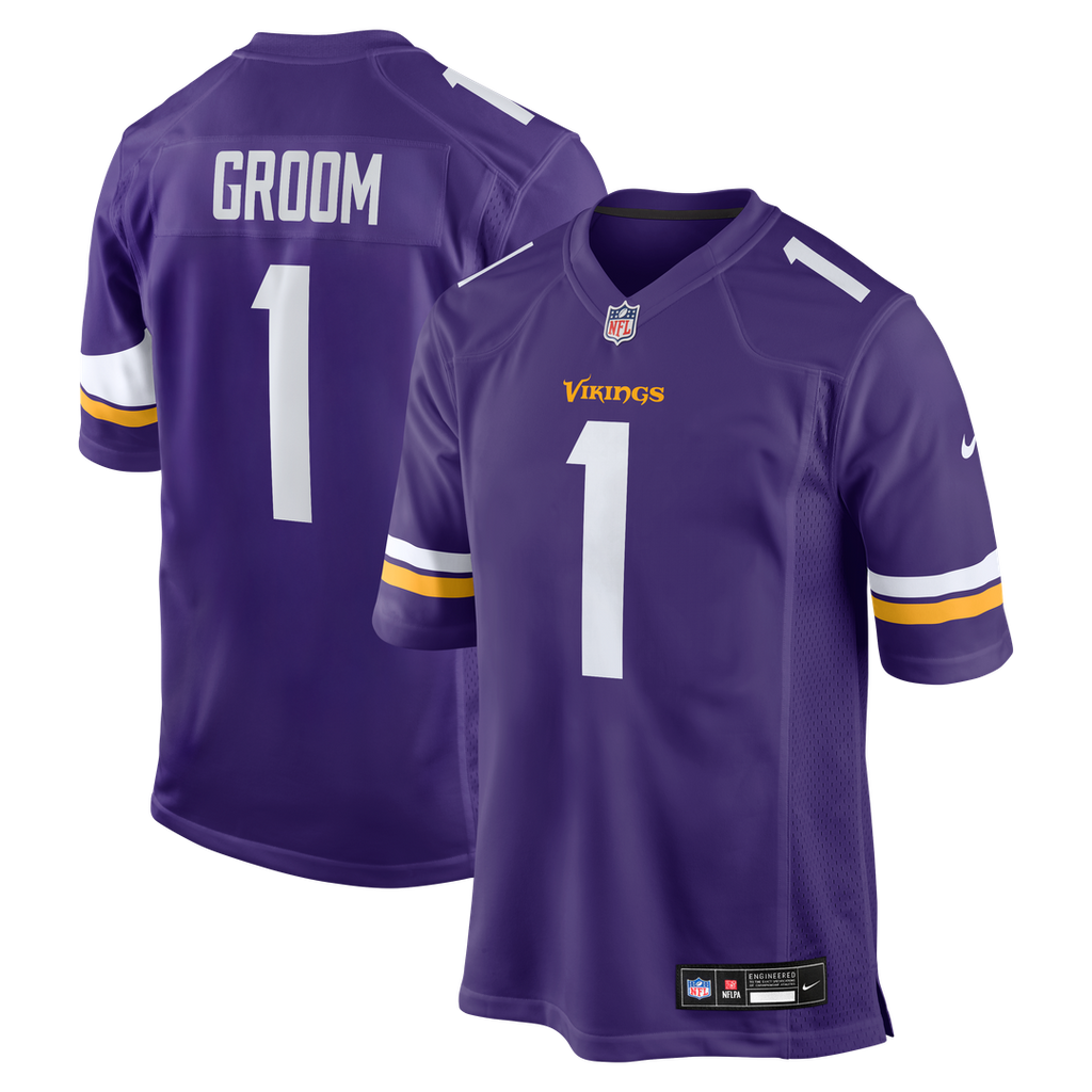 Men's Nike Minnesota Vikings Number 1 Groom Purple Game NFL Jersey