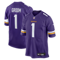 Men's Nike Minnesota Vikings Number 1 Groom Purple Game NFL Jersey