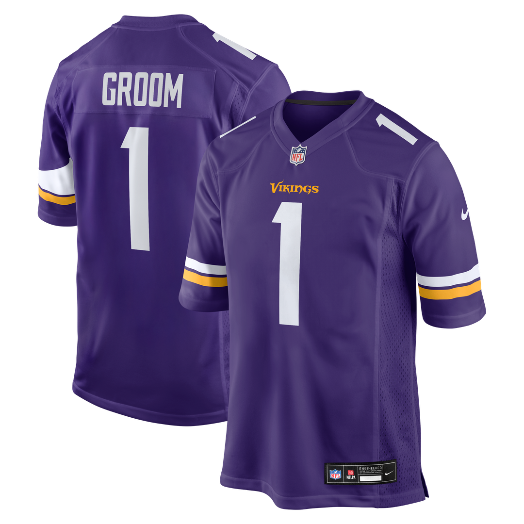 Men's Nike Minnesota Vikings Number 1 Groom Purple Game NFL Jersey