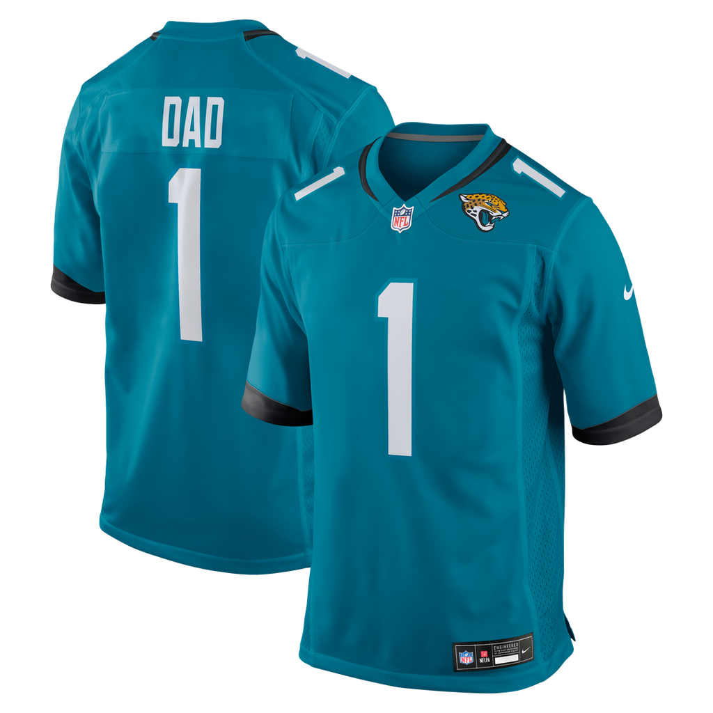 Men's Nike Jacksonville Jaguars Number 1 Dad Teal Game NFL Jersey