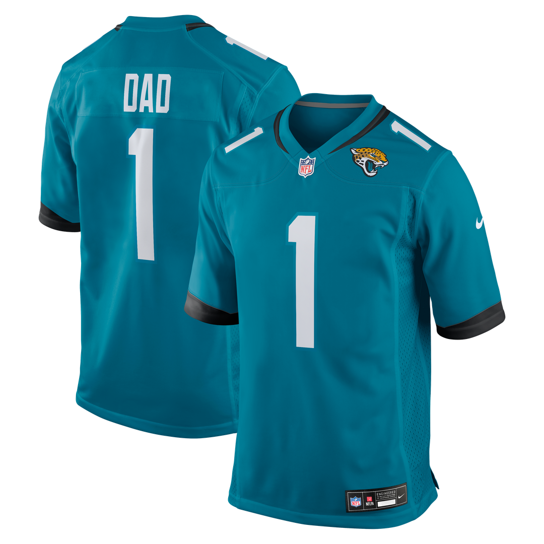 Men's Nike Jacksonville Jaguars Number 1 Dad Teal Game NFL Jersey