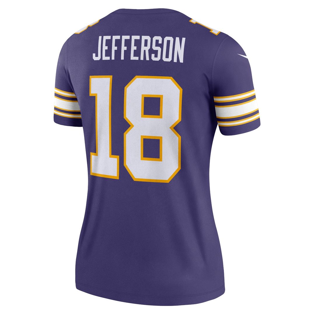 Women's Nike Minnesota Vikings Justin Jefferson White Alternate Legend Player NFL Performance Top