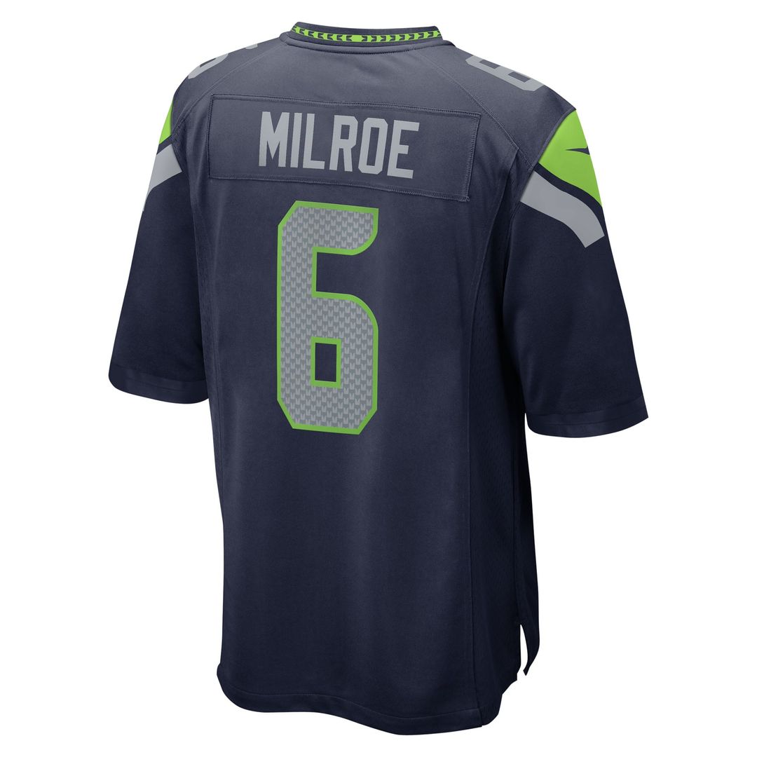 Men's Nike Seattle Seahawks Jalen Milroe College Navy 2025 NFL Draft Game NFL Jersey