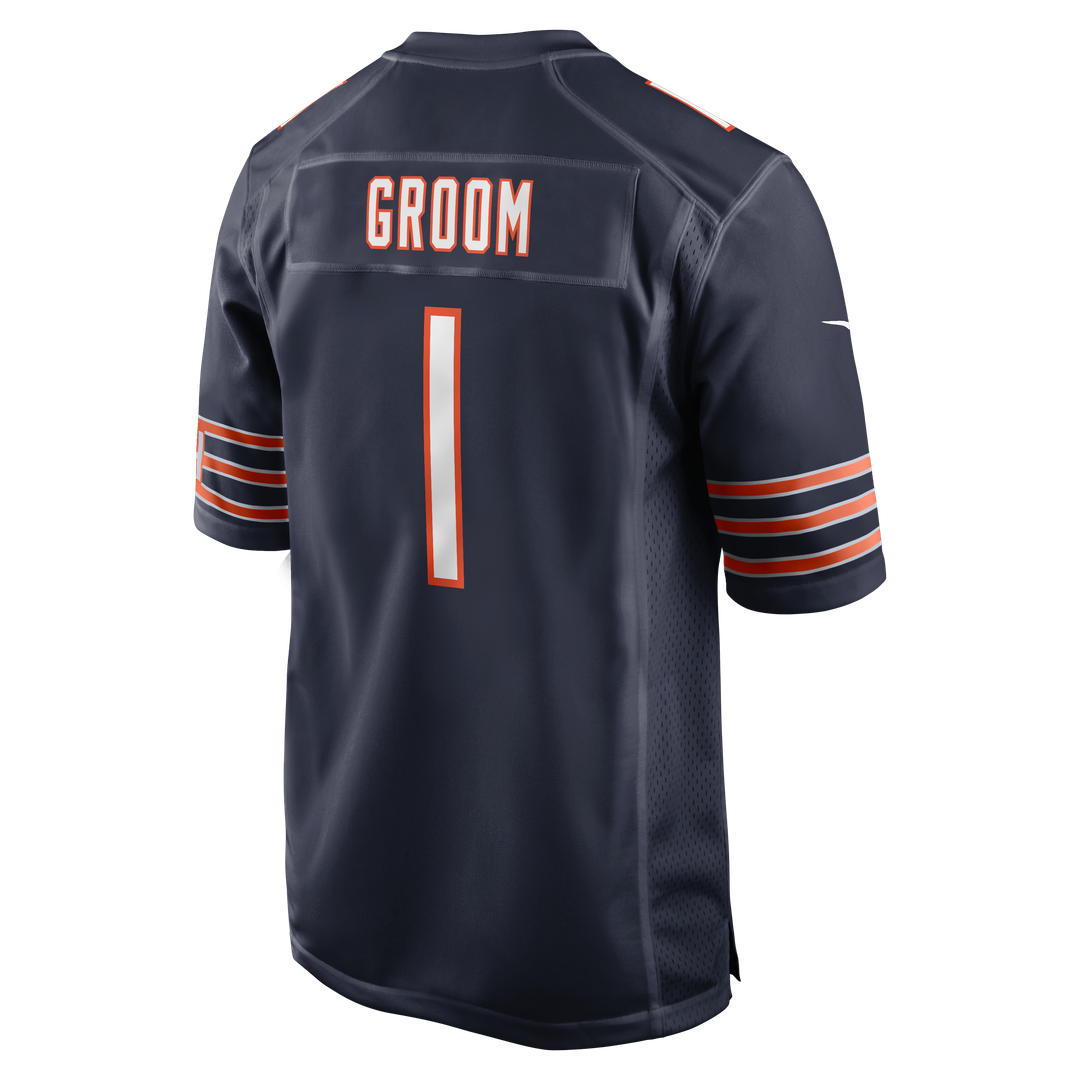 Men's Nike Chicago Bears Number 1 Groom Navy Game NFL Jersey