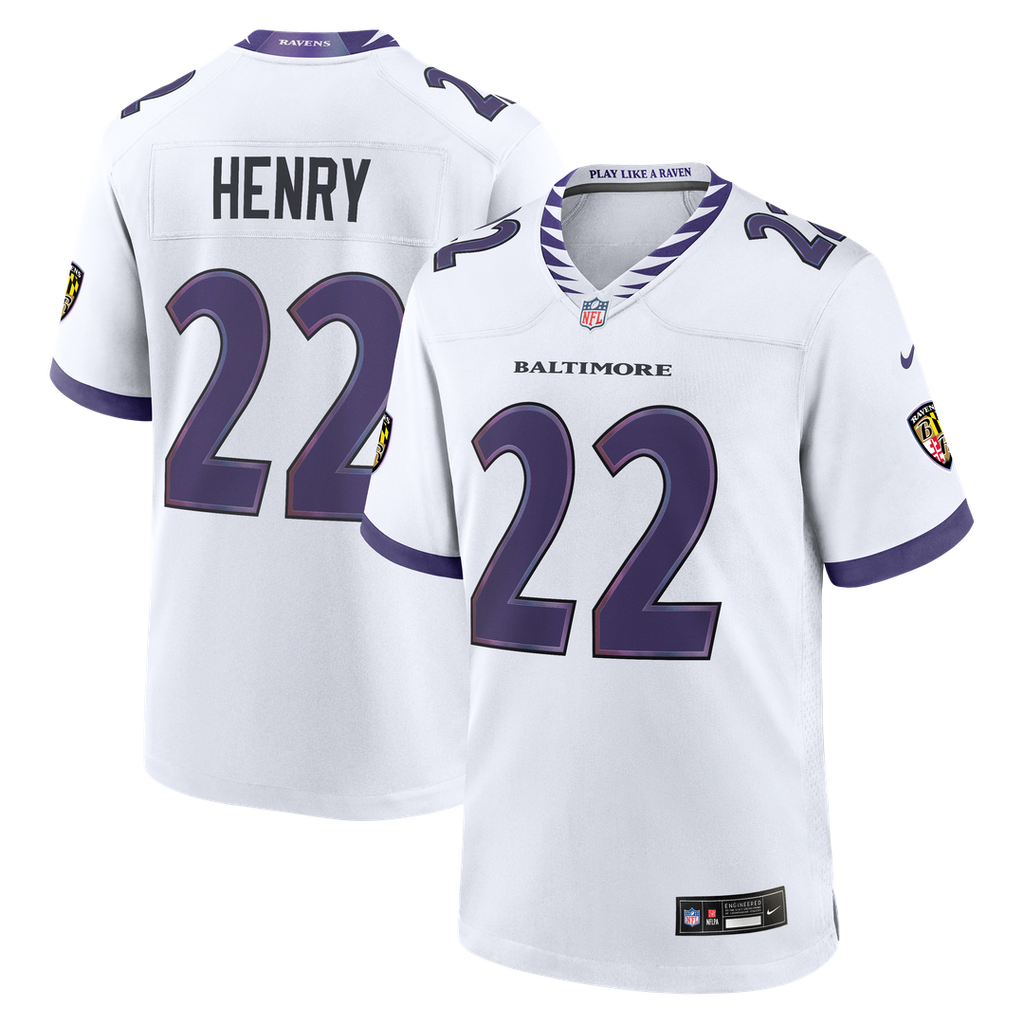 Men's Nike Baltimore Ravens Derrick Henry White Game NFL Jersey