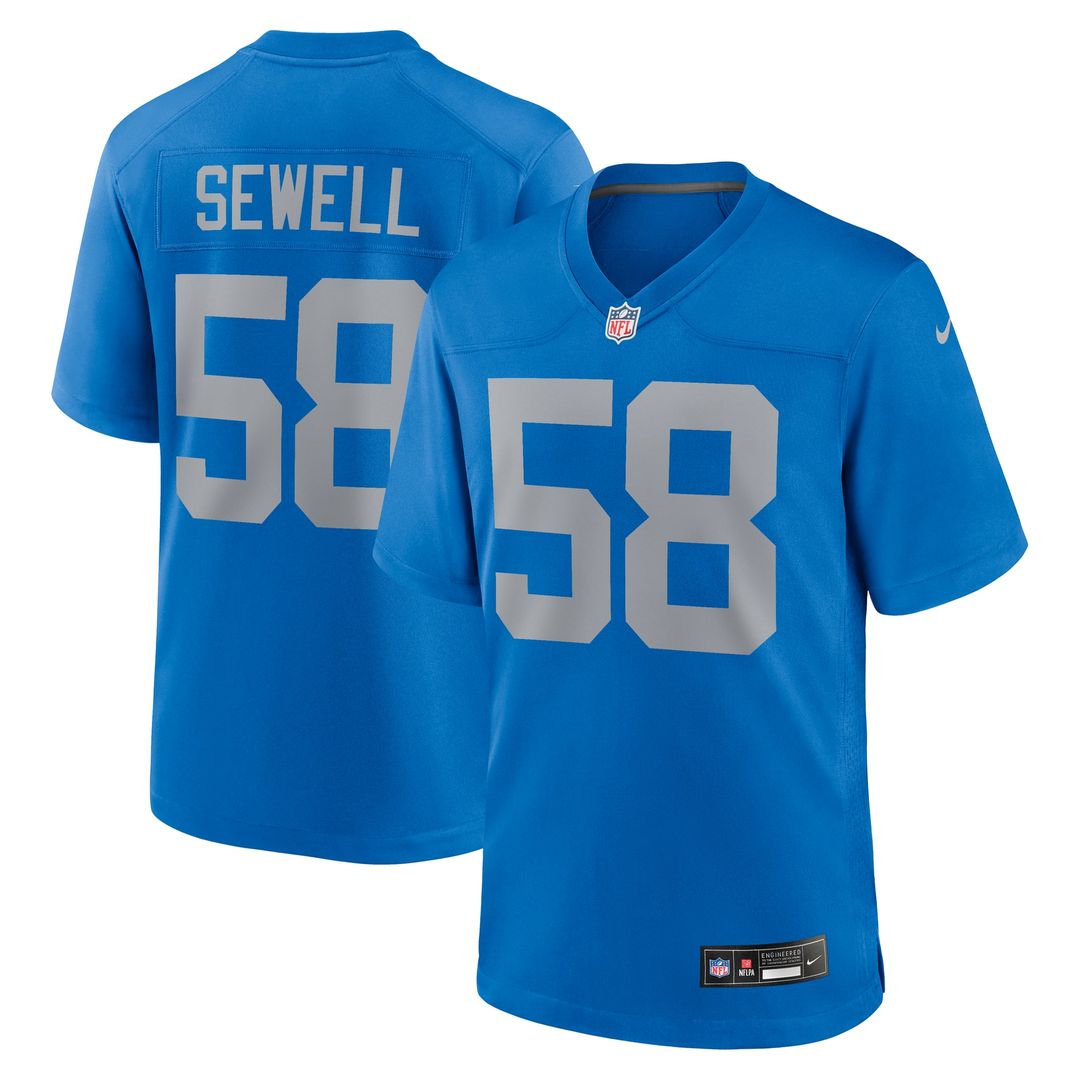 Men's Nike Detroit Lions Penei Sewell Blue Alternate Game NFL Jersey