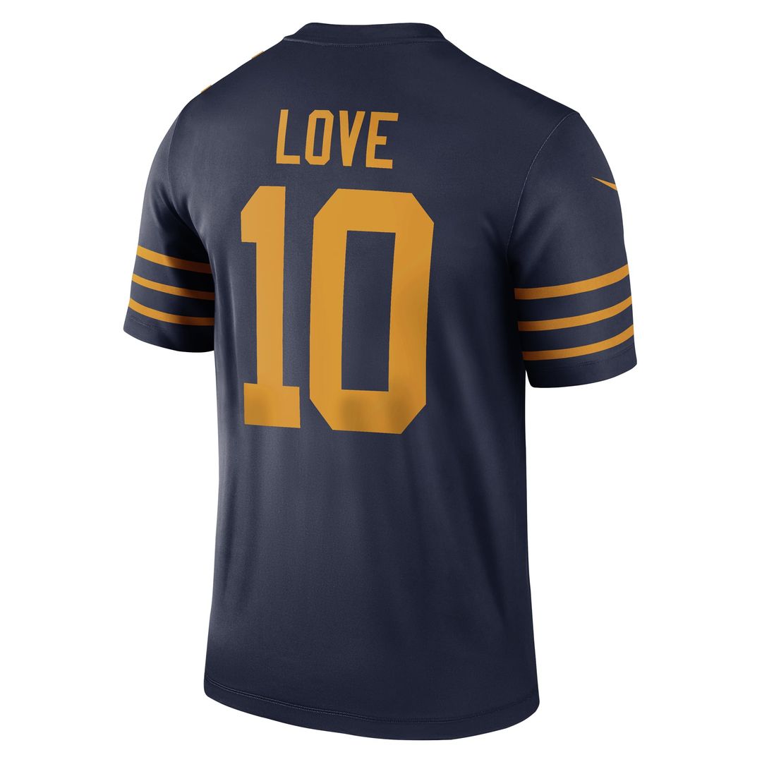 Men's Nike Green Bay Packers Jordan Love Navy The 1923 Classic Legend Player Dri-FIT Top NFL Jersey
