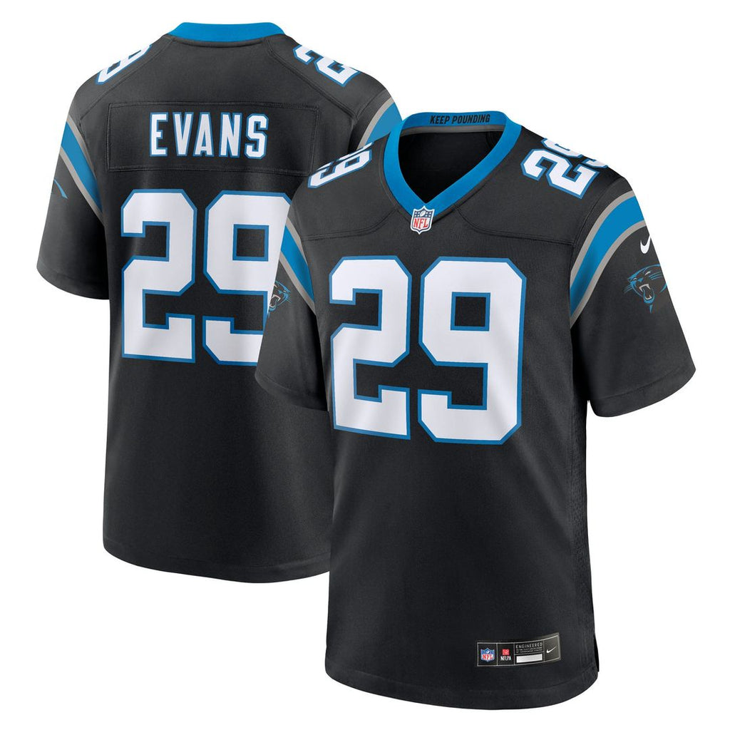 Men's Nike Carolina Panthers Akayleb Evans Black Team Game NFL Jersey