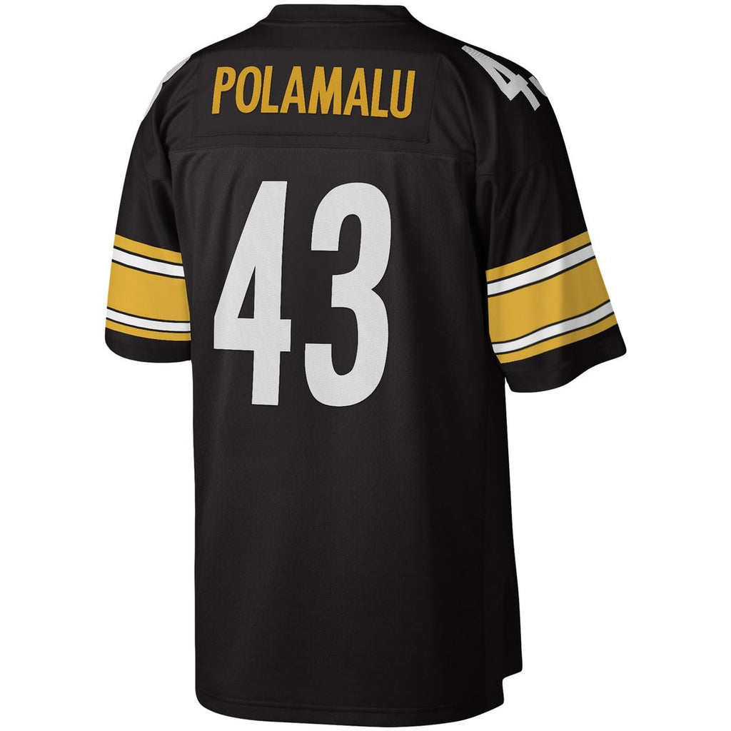 Men's Mitchell & Ness Pittsburgh Steelers Troy Polamalu Black Legacy Replica NFL Jersey