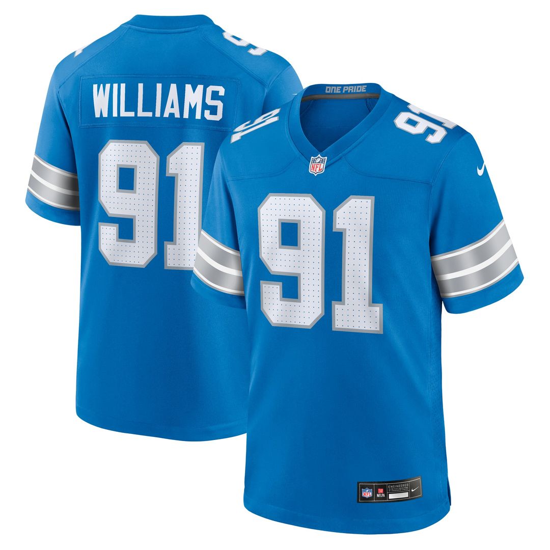 Men's Nike Detroit Lions Tyleik Williams Blue Team Game NFL Jersey