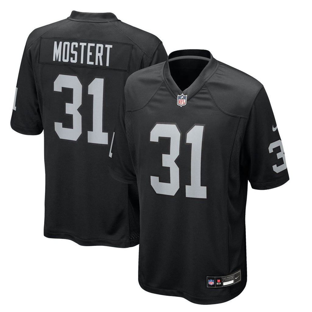 Men's Nike Las Vegas Raiders Raheem Mostert Black Team Game NFL Jersey