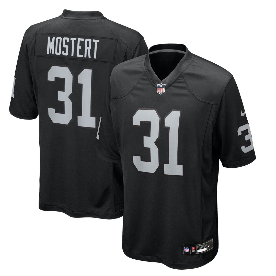 Men's Nike Las Vegas Raiders Raheem Mostert Black Team Game NFL Jersey