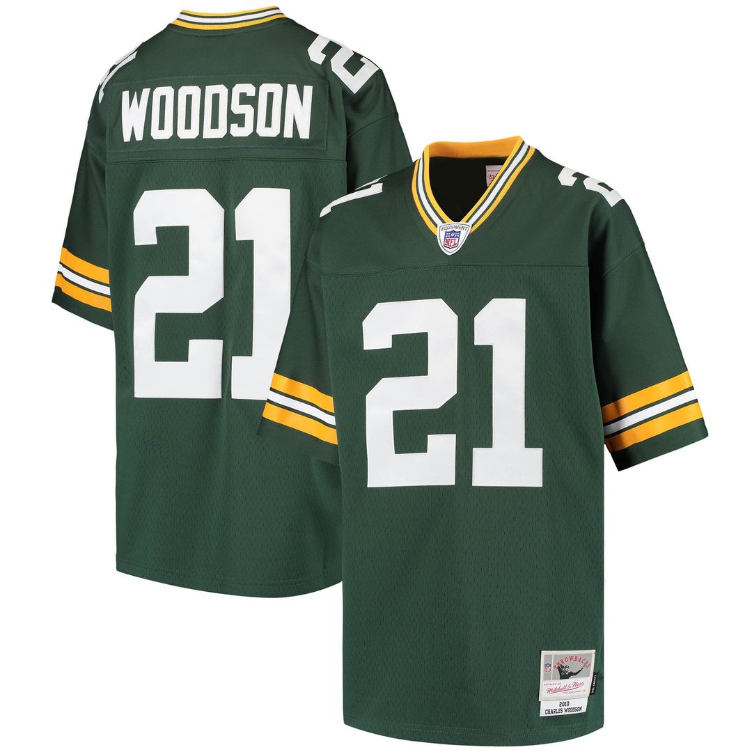 Youth Mitchell & Ness Green Bay Packers Charles Woodson Green Retired Player Legacy NFL Jersey