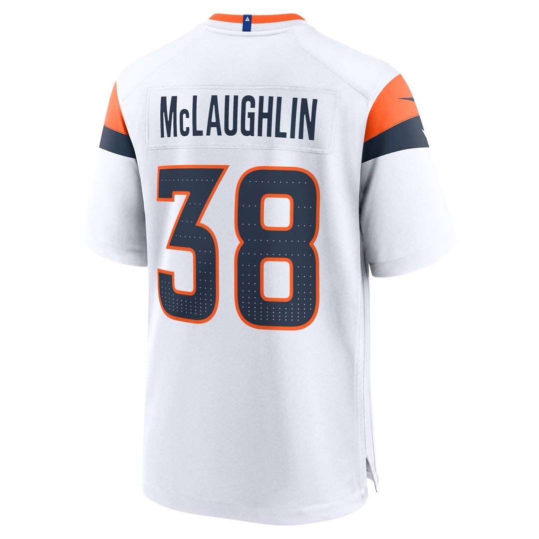 Men's Nike Denver Broncos Jaleel McLaughlin White Game NFL Jersey