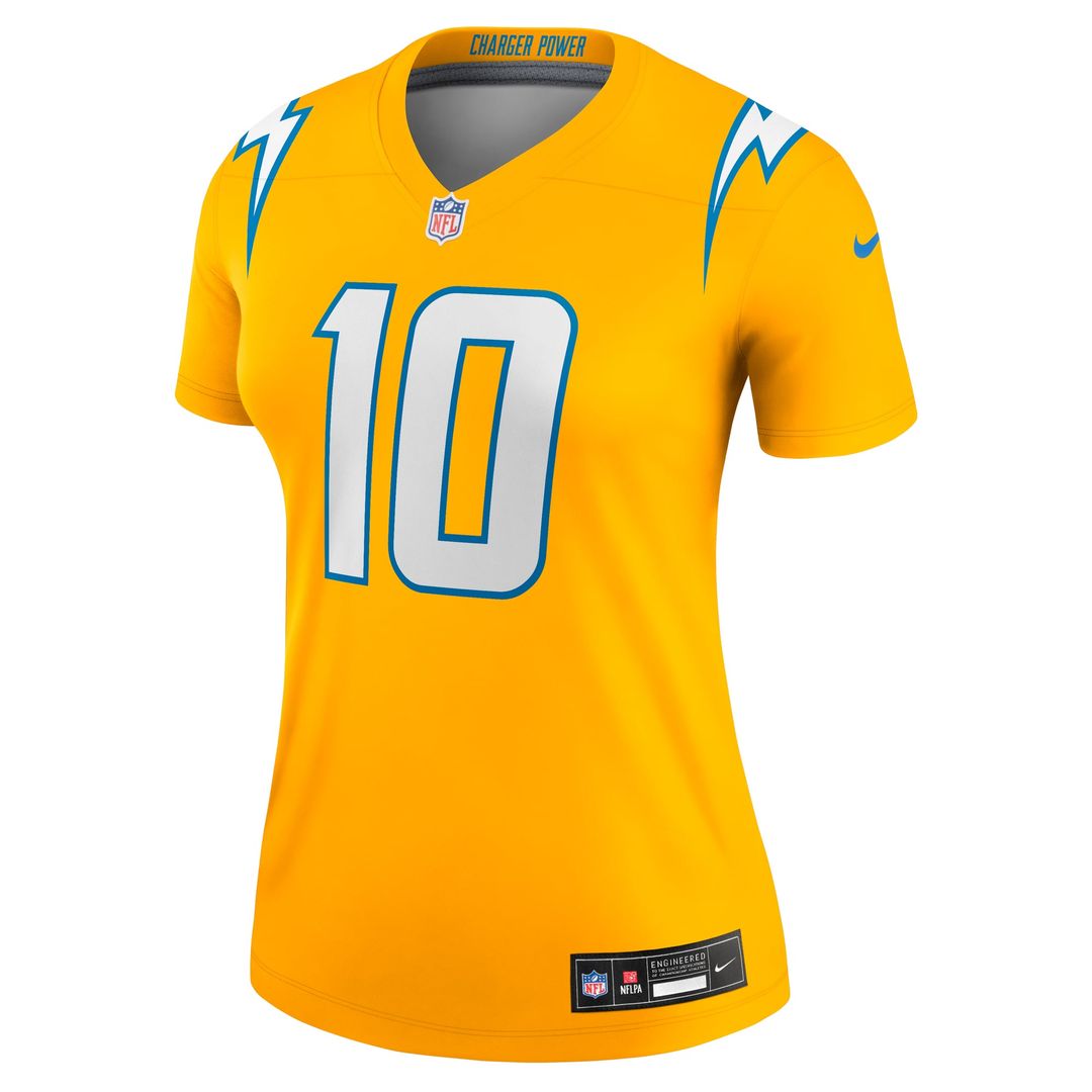 Women's Nike Los Angeles Chargers Justin Herbert Navy Alternate Super Chargers Legend Player NFL Performance Top