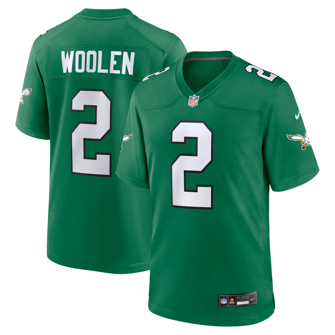 Men's Nike Philadelphia Eagles Tariq Woolen Kelly Green Alternate Game NFL Jersey