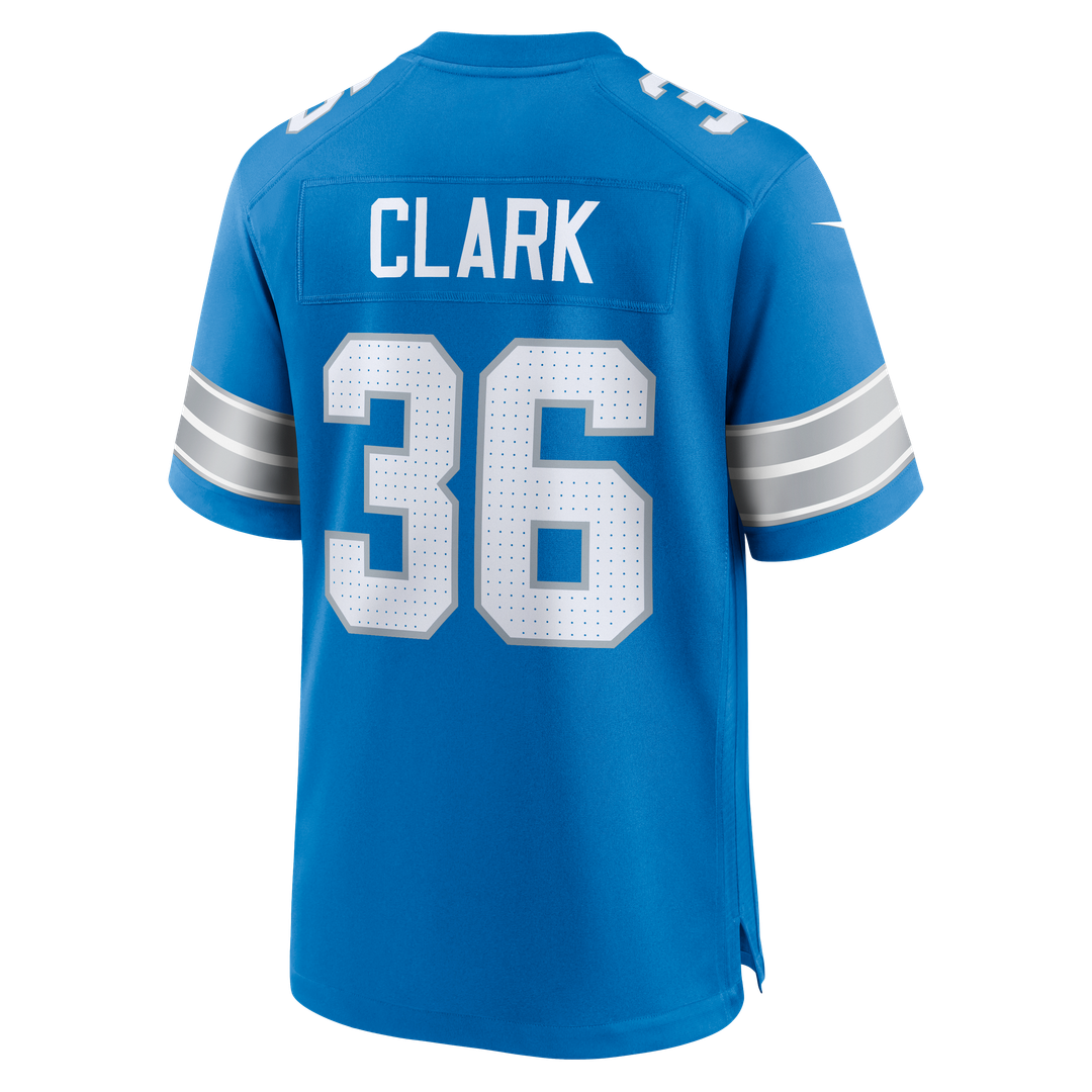 Men's Nike Detroit Lions Chuck Clark Blue Team Game NFL Jersey