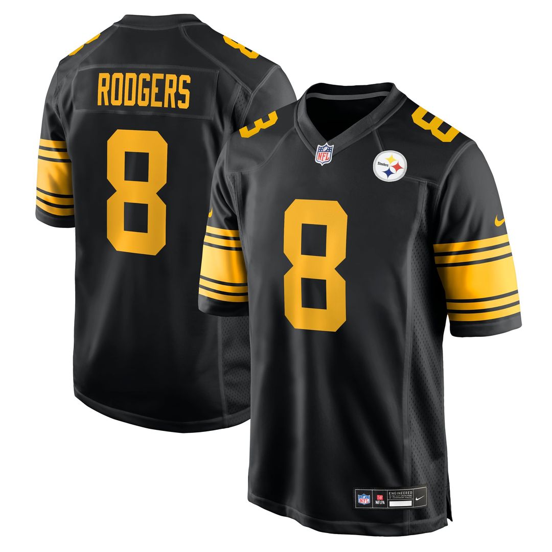 Men's Nike Pittsburgh Steelers Aaron Rodgers Black Alternate Game NFL Jersey