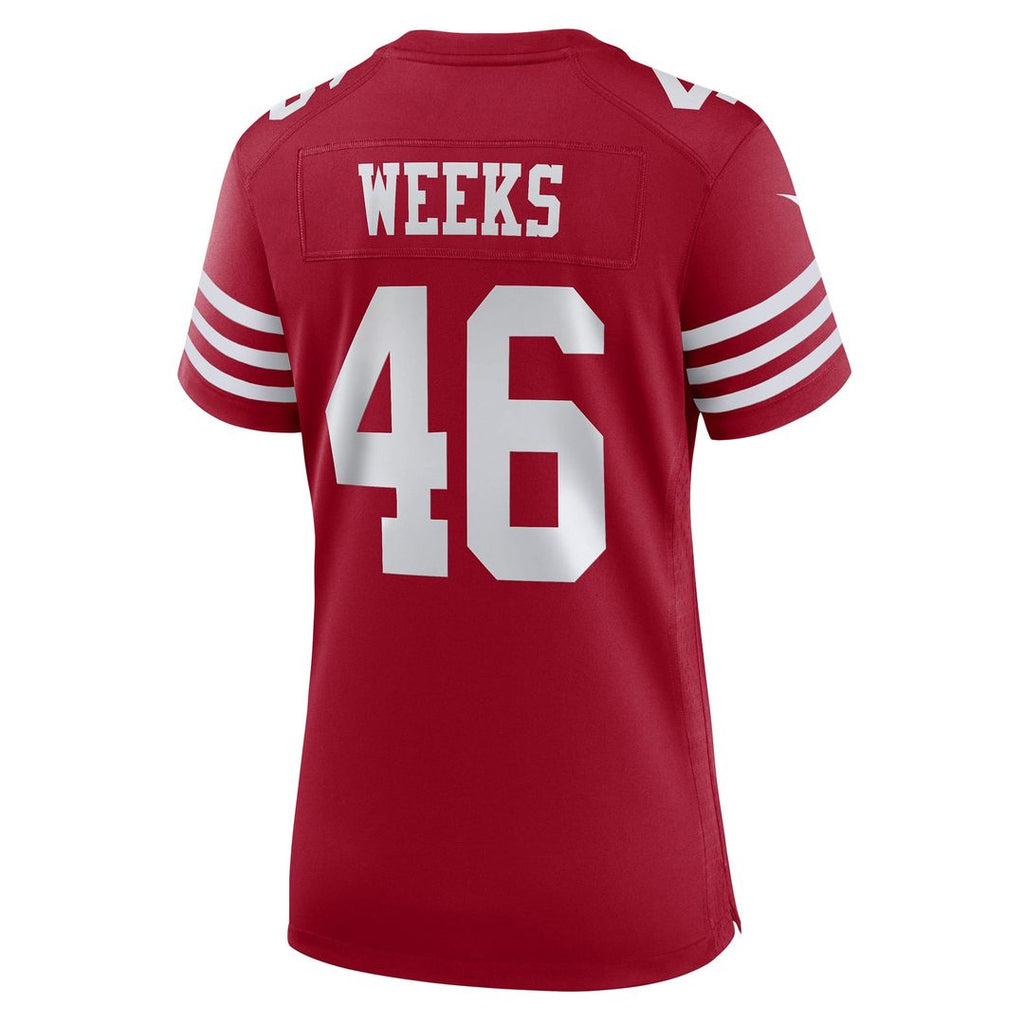 Women's Nike San Francisco 49ers Jon Weeks Scarlet Team Game NFL Jersey